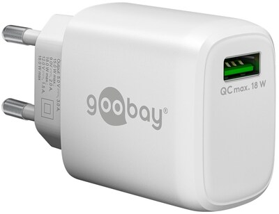 Nabíjačka USB 230V 1 port, 1xUSB A QC 3.0, 18W, biela