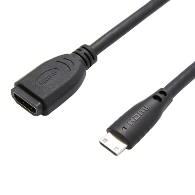 Káblový adaptér HDMI/HDMI mini F/M 0.15m, High Speed+Eth, 1920x1200@60Hz, HDMI 1.4, čierny