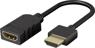 Kábel HDMI M/F 0.1m, Ultra High Speed+Eth, HDMI 2.0, 4K@60Hz, G, čierny, predlžovací, Slim