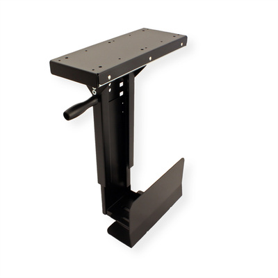 Držiak PC pod dosku stola, max 10kg pre PC široké 70-134mm, výška 390-540mm, otočný, čierny