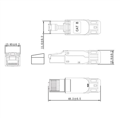 Konektor 8/8 RJ45 cat.8.1, tienený, 40Gbit, 2000Mhz, na drôt, montáž bez klieští AWG 22-26