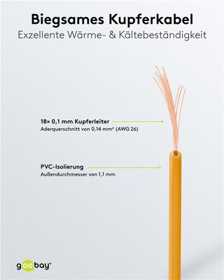Kábel medený izolovaný 10m, 1x0.14mm, oranžový