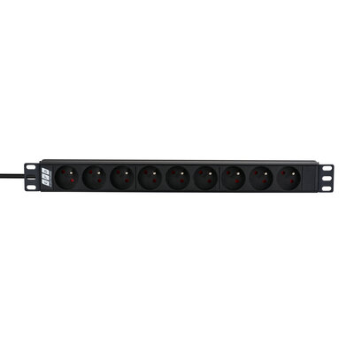 19" zásuv. lišta 9xUTE, vidlica (CEE7/7), 16A, 3600W, 1.8m, čierna