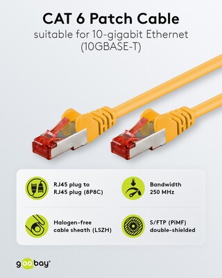 S/FTP (PiMF) Patchkábel LSOH 5m cat.6, žltý, Cu