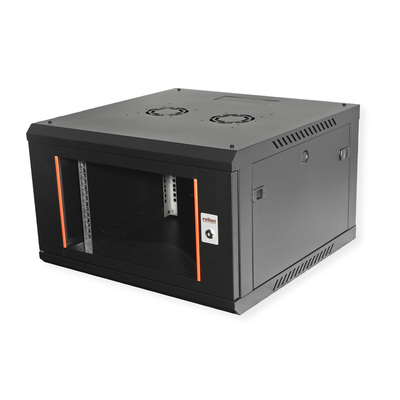 19" Rack na stenu 6U, čierny, 379x600x600mm (HxWxD), odnímateľné bočnice