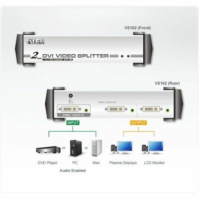 Video distribútor / splitter DVI-D + audio 1IN/2OUT 
