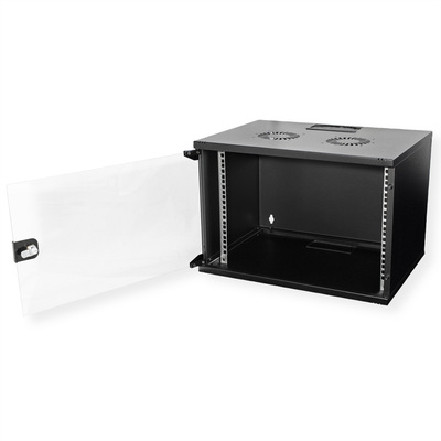 19" Rack na stenu 7U, čierny, 370x540x400 mm (HxWxD), RAL9005, BASIC