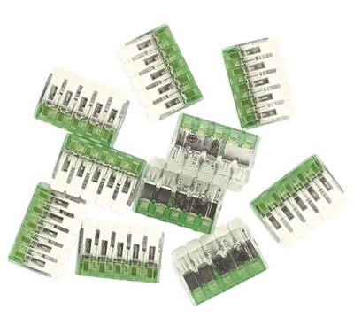 Spojka páčková, svorka bezskrutková, 5-pólová, 0.2-4.0mm², priehľadná, 10 ks/bal