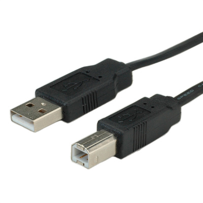 Kábel USB 2.0 A-B M/M 1.8m, High Speed, čierny, plochý