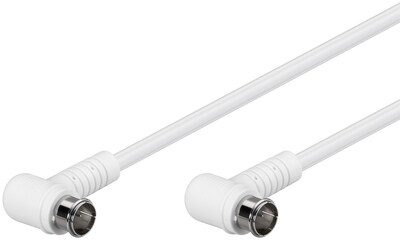 Kábel satelitný, koax F-konektor QUICK M/M 1.5m, 75 Ohm, 80dB, 2x tienený, CCS, biely, 2x90°