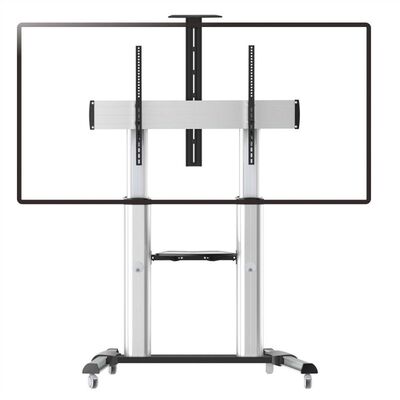 Držiak na kolieskach pre TV 60-100", s policou, výška 120-165cm, max 100kg, VESA do 1000x600, sivý