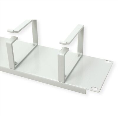 19" Panel vyväzovací, organizér 2U, lišta 5x oko (Typ G) 85x60mm, kovový, sivý RAL7035
