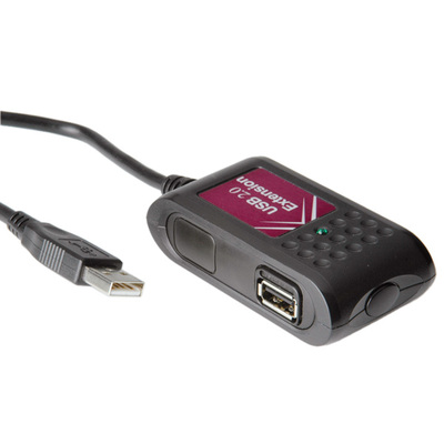 Kábel USB 2.0 A-A M/F 5m, High Speed, predlžovací, čierny, aktívny, 2port Hub