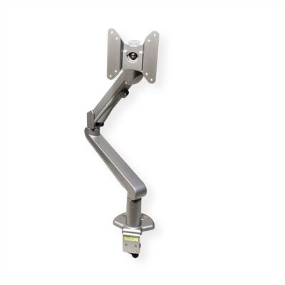 Držiak pre monitor na stôl, úchyt o dosku, pneumatický, max 8kg, rameno 486mm VESA 75/100 strieborný