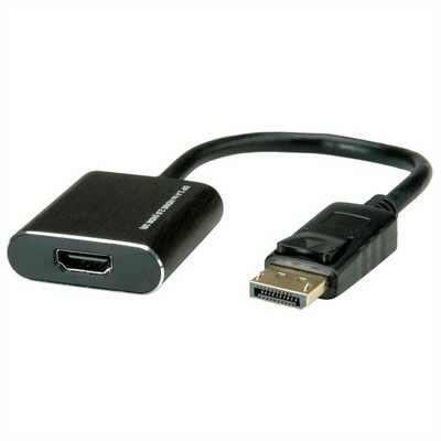 Adaptér DisplayPort/HDMI M/F, 4K@60Hz (DP 1.2a, HDMI 2.0), aktívny, 15cm, čierny