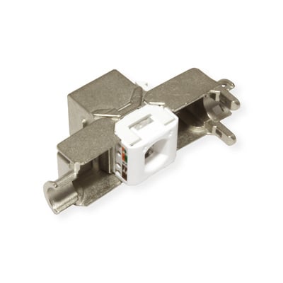 Konektor Keystone cat.6a, tienený, strieborný, beznástrojový (toolless), SLIM