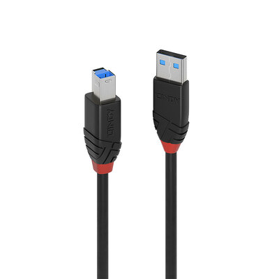 Kábel USB 3.2 Gen 1, A-B M/M 10m, 5Gbps, čierny, aktívny, Slim