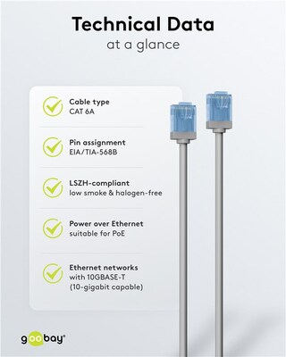 UTP Patchkábel LSOH TPE 0.15m cat.6a, sivý, slim, Cu, Flex Cable, Eco obal
