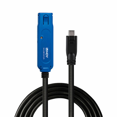 Kábel USB 3.2 Gen 1, Typ C CM/AF 5m, 5Gbps, čierny, predlžovací, aktívny, Pro, reťazitelný