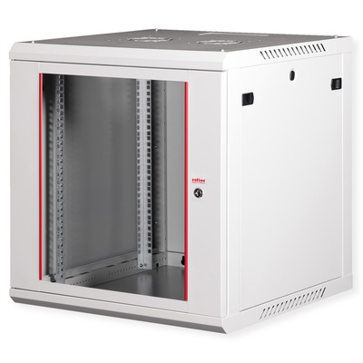 19" Rack na stenu 12U, sivý, 645x600x600mm (HxWxD), odnímateľné bočnice