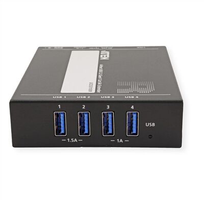 Predĺženie USB 3.2 Gen 1 cez TP do 100m, USB hub (4port), 5Gbps, RS23, PoC (PowerOverCable), čierny