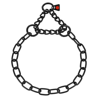Obojok retiazkový sťahovací 3mm/40cm, obmedzovač, stredné oko, nerezová oceľ, čierny, HS