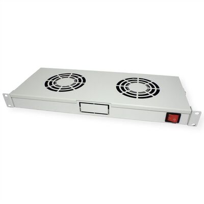 19" Ventilačná jednotka, 2 vetráky, 1U, ON/OFF, sivá