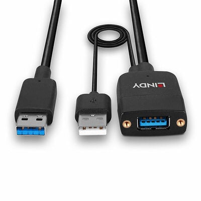 Kábel USB 3.2 Gen 2, A-A M/F 35m, 10Gbps, čierny, predlžovací, AKTÍVNY optický