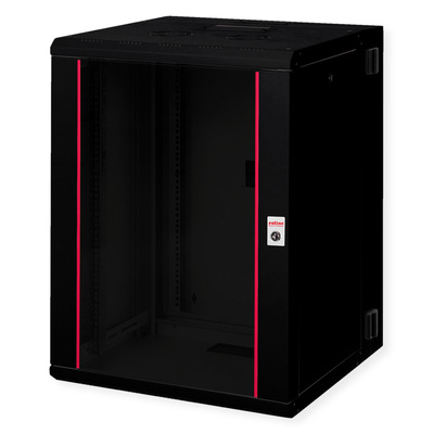 19" Rack na stenu 16U, čierny, 818x600x600mm (HxWxD), RAL9005, PRO, otočný (2-dielny)