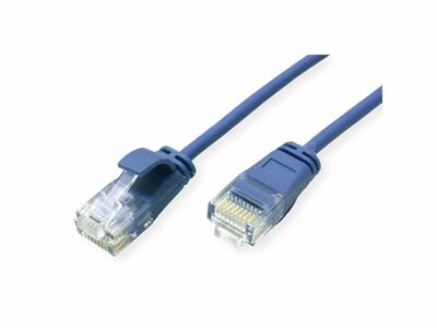 UTP Patchkábel LSOH TPE 0.3m cat.6a, modrý, slim, Cu, Flex Cable, Roline Green, Eco obal