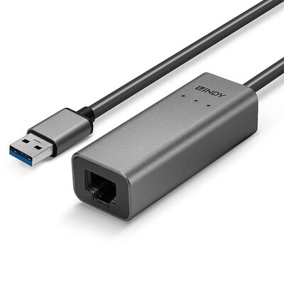 Adaptér USB 3.2 Gen 1 na RJ45 (2.5 Gigabit Ethernet), 13cm, čierny/sivý