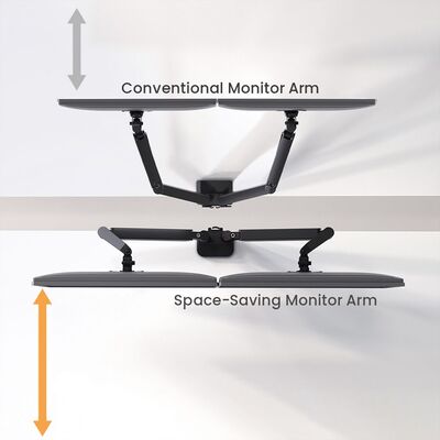 Držiak pre 2x monitor na stôl, úchyt o dosku, pneumatický, max 9kg, rameno 522mm VESA 75/100 čierny