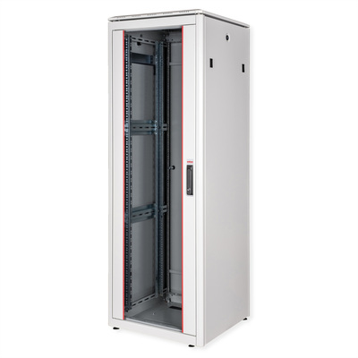 19" Rack na podlahu 36U, 1786x600x600mm (HxWxD), PRO, sklenené dvere, sivý