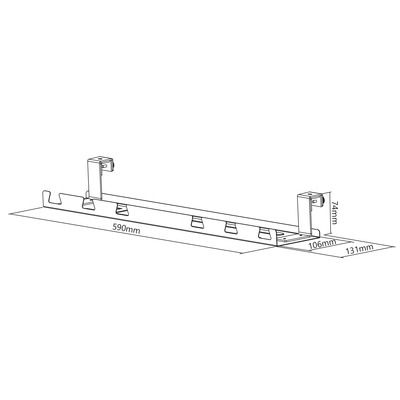 Káblový organizér, žľab na káble pod stôl, 590x131x74mm (DxHxV), sivý