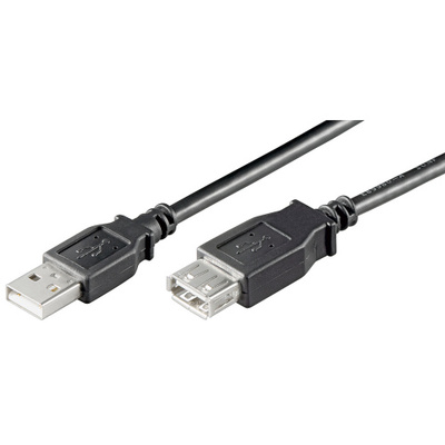 Kábel USB 2.0 A-A M/F 5m, High Speed, čierny