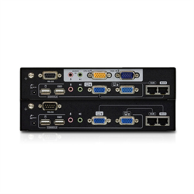 Predĺženie KVM cez 2xTP do 300m, VGA, USB, Audio (3.5mm jack), RS232, Dual Remote, DUAL VIEW
