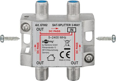 Rozbočovač / distribútor TV a SAT signálu, 1IN/3OUT, 5-2400 Mhz, F-konektor