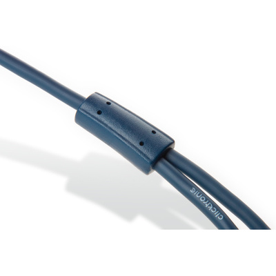 Kábel 3,5mm/2x3,5mm stereo jack M/F 0.1m, modrý, pozl. konektor, ClickTronic