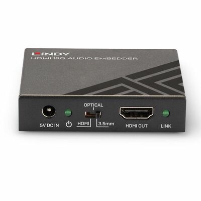 HDMI Audio Embeder, 4K, digital: toslink (S/PDiF), analog: 3,5mm jack, čierny, 18G