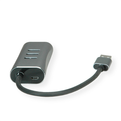 Adaptér USB 3.2 Gen 1 na RJ45 (Gigabit Ethernet), Hub 3x USB 3.2 A, 10cm, strieborný