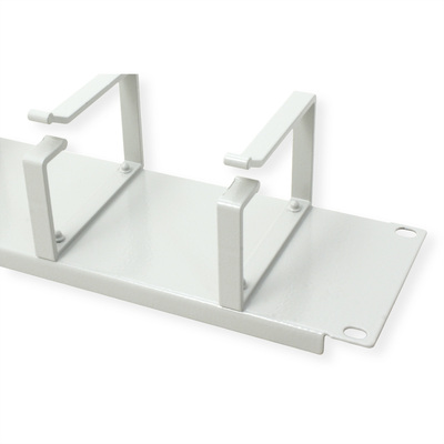 19" Panel vyväzovací, organizér 2U, lišta 5x oko (Typ G) 85x60mm, kovový, sivý RAL7035