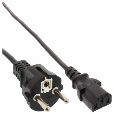 Kábel sieťový 230V, vidlica (CEE7/7) priama - C13, 3m, 1.00mm2, 10A, čierny