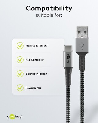 Kábel USB 2.0 Typ C AM/CM 0.5m, High Speed, Power Delivery 60w 20V3A, čierny/sivý