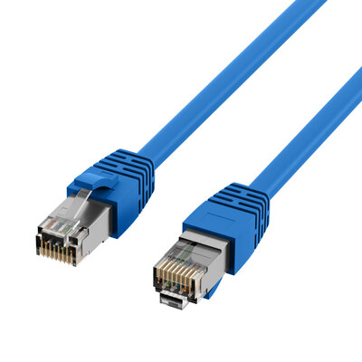 S/FTP (PiMF) Patchkábel LSOH 10m cat.8.1, modrý, Cu, 40GBit/s, 2000MHz