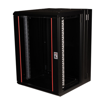 19" Rack na stenu 16U, čierny, 818x600x600mm (HxWxD), RAL9005, PRO, otočný (2-dielny)