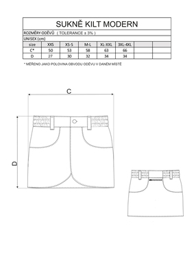 Výcviková sukňa KILT MODERN, čierna, XL-XXL