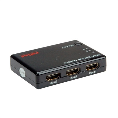 Video selektor/switch HDMI 3IN/1OUT prepínanie cez IR diaľ. ovládanie + tlačidl. UHD TOP