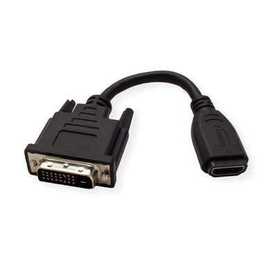 Káblový adaptér HDMI/DVI-D F/M 0.15m, čierny