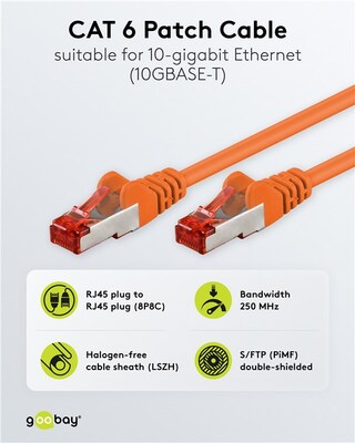 S/FTP (PiMF) Patchkábel LSOH 0.25m cat.6, oranžový, Cu