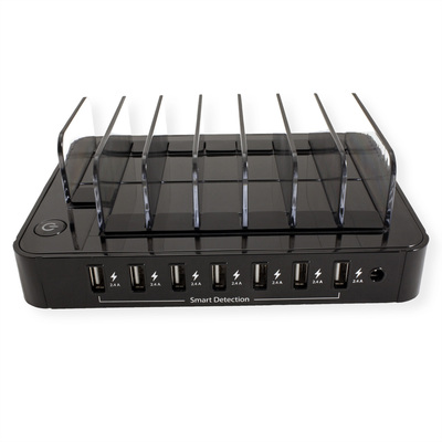 Nabíjačka USB 230V 7port, 7xUSB A, 2.4A, 84W, úložné prepážky, kábel (C7) 1.2m, čierna